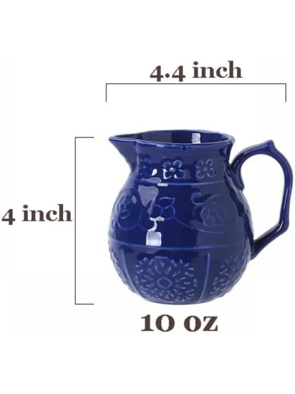 Blue Embossed Ceramic Sugar and Creamer Set with Lid & Spoon - 10oz Coffee Serve